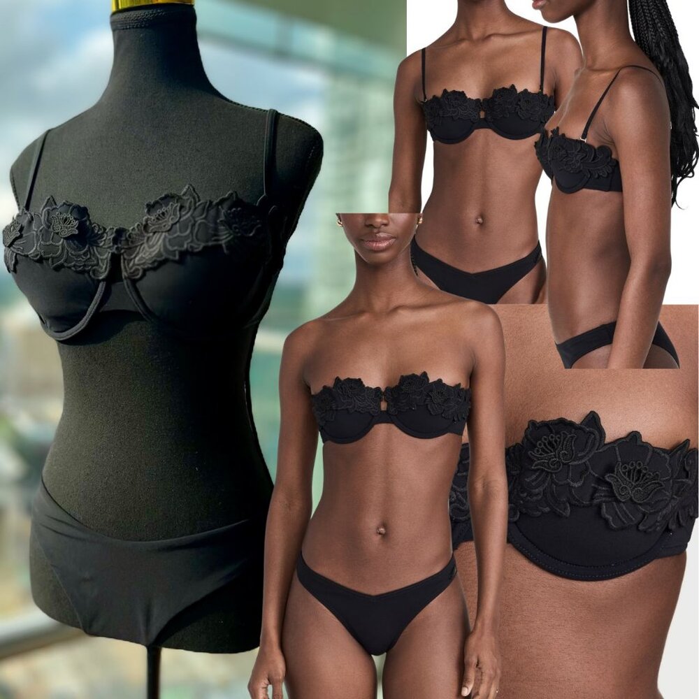 🆕 ZIMMERMANN 🧿 NWT Halliday Embroidered Balconette Bra + Scoop Pant Set, Sz 3